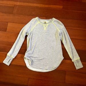 Athleta Girl Heart Open Sweatshirt. Heather Gray w/Neon Stitching. Size XS (6).